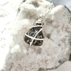 Wire Wrapped Obsidian Stone Artisan Necklace